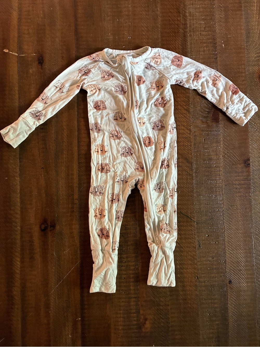 Leopard Animal-Print Baby Bamboo Footie Pajamas with Double Zipper - Picture 1 of 4